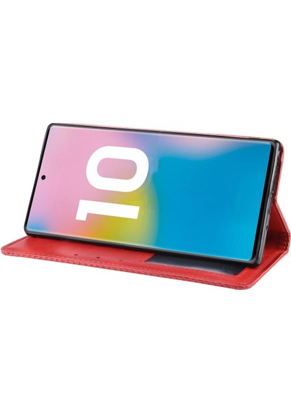 Samsung Galaxy Not 10 Artı Manyetik Kapatma Pu Deri Cüzdan (Yurt Dışından)
