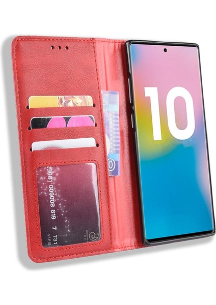 Samsung Galaxy Not 10 Artı Manyetik Kapatma Pu Deri Cüzdan (Yurt Dışından)