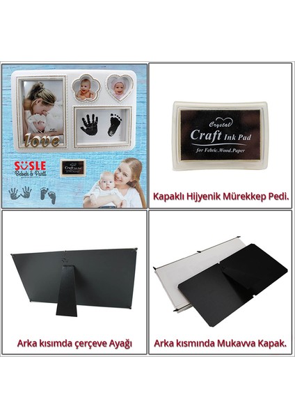 Bebek El ve Ayak İzli Resim Çerçevesi, 27cm x 18cm - Love