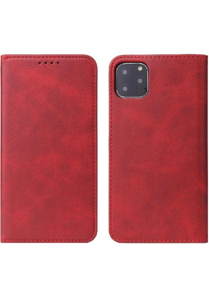 Iphone 11 Için Kılıf Deri Folio Flip Case Manyetik Karbon Fiber Kart ile (Yurt Dışından)