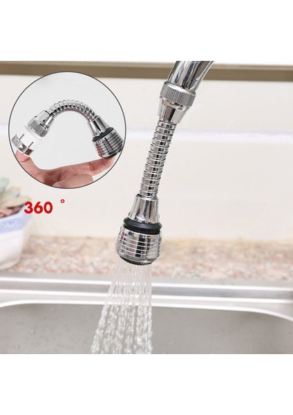 360 Döndürme Adaptör Memesi Döner Mutfak Musluk Uzatma Tüpü Lavabo Musluk-Gümüş Duş Başlığı (Yurt Dışından)