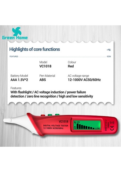 Yeşil Ev Elektrikçi Kalemi Temassız Çok Fonksiyonlu Elektrik Gerilim Test Kalemi (Yurt Dışından) modelleri