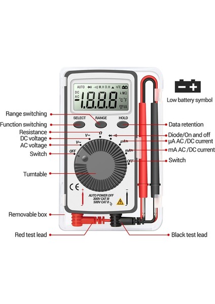 Twexqny Aneng AN101 Mini Dijital Multimetre Multimetro Test Cihazı Dc/ac Gerilim Akım Lcr Metre Cep Profesyonel Test Cihazları (Yurt Dışından)