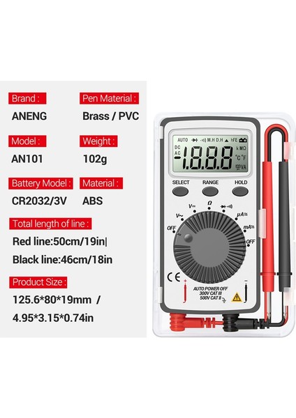 Twexqny Aneng AN101 Mini Dijital Multimetre Multimetro Test Cihazı Dc/ac Gerilim Akım Lcr Metre Cep Profesyonel Test Cihazları (Yurt Dışından)