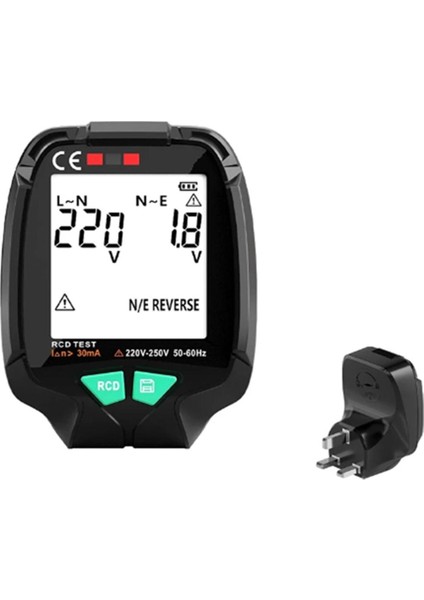 Tam Ekran Soket Test Cihazı Toprak Sıfır Ac Gerilim Test Cihazı 30 V-250 V Rcd Test Fişi Polarite Faz Kontrolü Ingiltere Tak (Yurt Dışından)