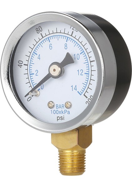 0-200PSI 0-14BAR Basınç Göstergesi Kadranı Hava Kompresörü Hidrolik Basınç Test Cihazı - Siyah ve Gümüş (Yurt Dışından) fiyatları