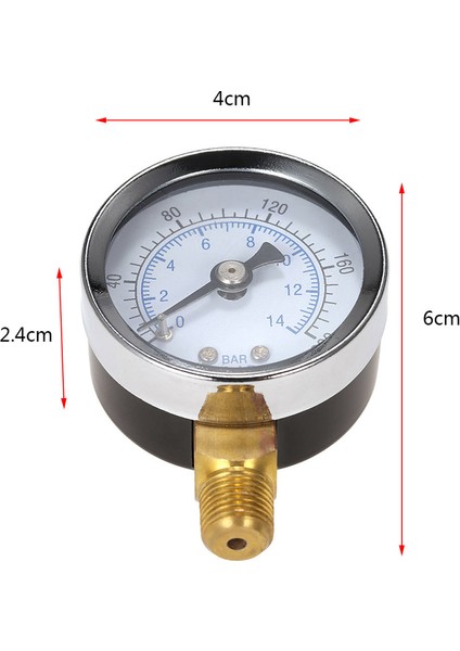 0-200PSI 0-14BAR Basınç Göstergesi Kadranı Hava Kompresörü Hidrolik Basınç Test Cihazı - Siyah ve Gümüş (Yurt Dışından) indirimleri