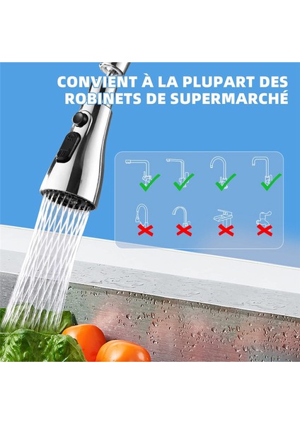 Musluk Havalandırıcı, 3 Modlu Mutfak Banyo Musluğu Fıskiye Filtresi, 2 (M22 ve F24) Adaptörlü, 360 Derece Dönebilen Musluk Gümüş (Yurt Dışından) fiyatları