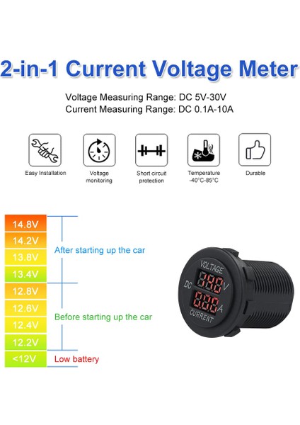 Jaerbee Çift LED Dijital Voltmetre Dc 5-30V/0.1-10A, 12V 24V Akım Gerilim Test Cihazı Multimetre Ampermetre Voltmetre (Yurt Dışından) modelleri
