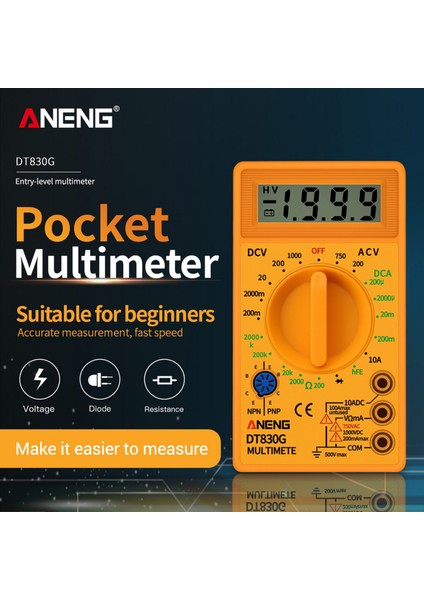 Aneng Dijital Multimetre Profesyonel Fiziksel Ölçüm Multimete Elektrikli Aletler Elektrikçiler Için Test Cihazı 1999 Diyot Triyot (Yurt Dışından) modelleri