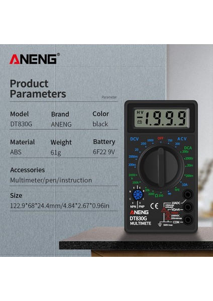 Aneng Dijital Multimetre Profesyonel Fiziksel Ölçüm Multimete Elektrikli Aletler Elektrikçiler Için Test Cihazı 1999 Diyot Triyot (Yurt Dışından) fırsatları
