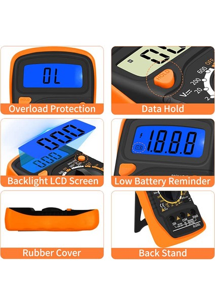 Dijital Multimetre, 2000 Sayaç Gerilim Test Cihazı, Volt Ohm Amper, Ac/dc Voltmetre Dc Akım, Diyot (Yurt Dışından) fiyatları