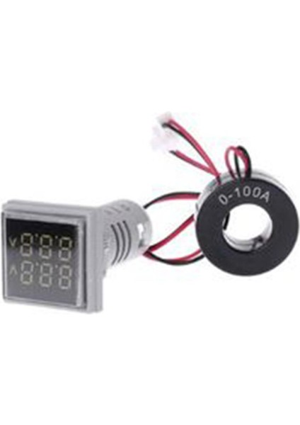 Ma Kare LED Dijital Ampermetre Voltmetre AC60-500V Ac 0-100A AD16一22FVA Test Cihazı-Beyaz (Yurt Dışından)