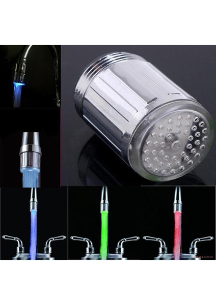 LED Işık Musluk Kafası Renk Değiştirme Sıcaklık Sensörü Su Memesi Mutfak Musluğu (Yurt Dışından)