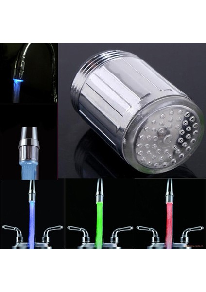 LED Işık Musluk Kafası Renk Değiştirme Sıcaklık Sensörü Su Memesi Mutfak Musluğu (Yurt Dışından) indirimleri