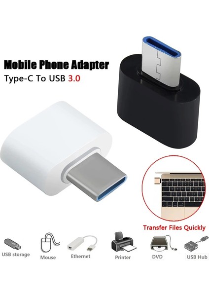 Beyaz Tip C USB 3.0 Evrensel Adaptör Akıllı Telefon Konnektörleri Macbook Huawei Evrensel Fare Klavye USB U Disk Flash Dönüştürücü (Yurt Dışından)