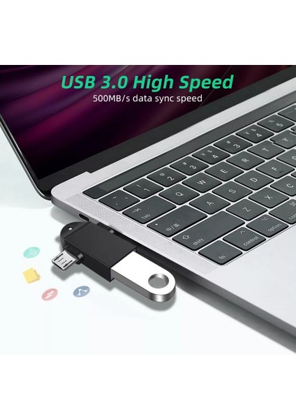 Gümüş 2 In 1 USB 3.0 Dişi C Tipi Otg Adaptörü Mikro USB Erkek USB 3.0 Otg Dönüştürücü Samsung Xiaomi Dizüstü Bilgisayar USB C Otg Adaptörü (Yurt Dışından)