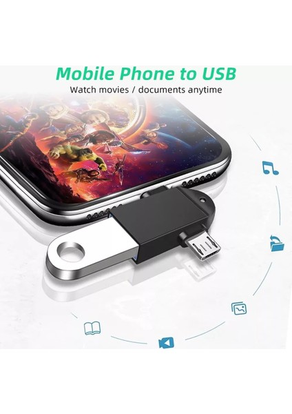 Gümüş 2 In 1 USB 3.0 Dişi C Tipi Otg Adaptörü Mikro USB Erkek USB 3.0 Otg Dönüştürücü Samsung Xiaomi Dizüstü Bilgisayar USB C Otg Adaptörü (Yurt Dışından)