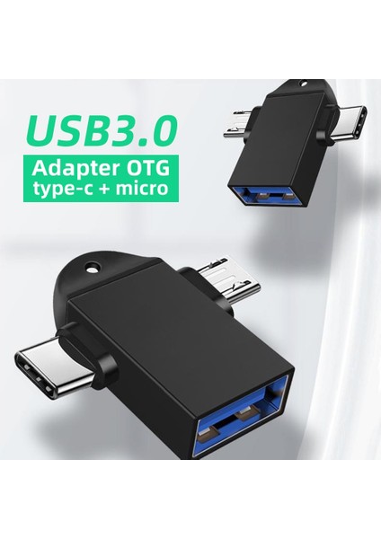 Gümüş 2 In 1 USB 3.0 Dişi C Tipi Otg Adaptörü Mikro USB Erkek USB 3.0 Otg Dönüştürücü Samsung Xiaomi Dizüstü Bilgisayar USB C Otg Adaptörü (Yurt Dışından)