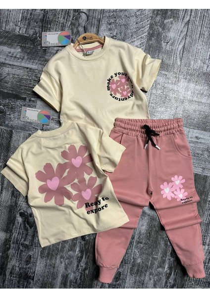 Flower Make You Kız Çocuk Takım - Gül Kurusu