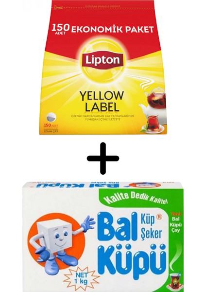 Yellow Label Demlik Siyah Çay 150'li + Balküpü Kesme Şeker 1000 gr