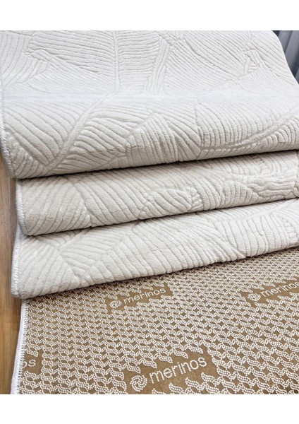 Rölyef Garden Krem Kaymaz Taban Kesme Halı Yolluk Fenomen Carpet