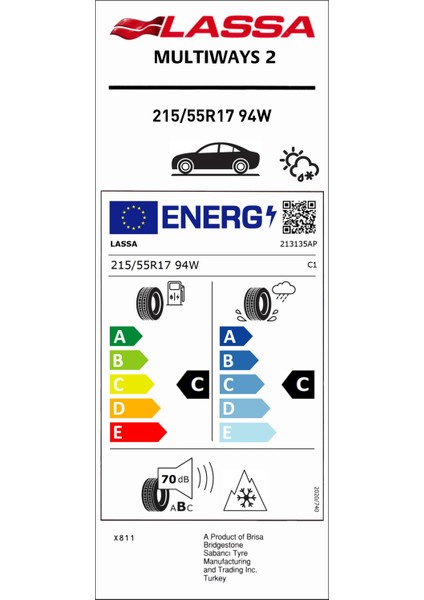 215/55 R17 94W Multiways 2 4 Mevsim Lastiği (Üretim Yılı:2024)