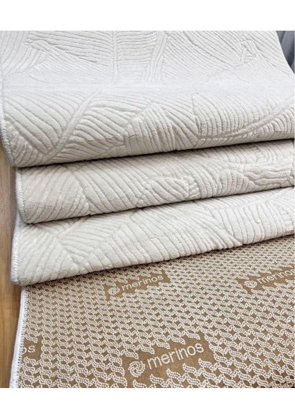 Rölyef Garden Krem Kaymaz Taban Kesme Halı Yolluk Fenomen Carpet