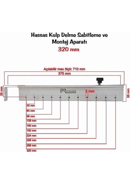 Hassas Kulp Delme Sabitleme ve Montaj Aparatı 320 mm