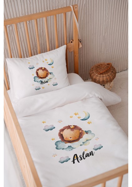 %100 Pamuk Saten Isme Özel 100X150 Bebek Yatak Nevresim Seti