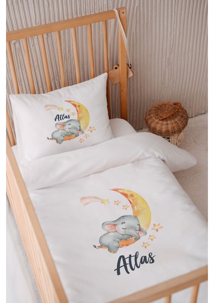 %100 Pamuk Saten Isme Özel 100X150 Bebek Yatak Nevresim Seti