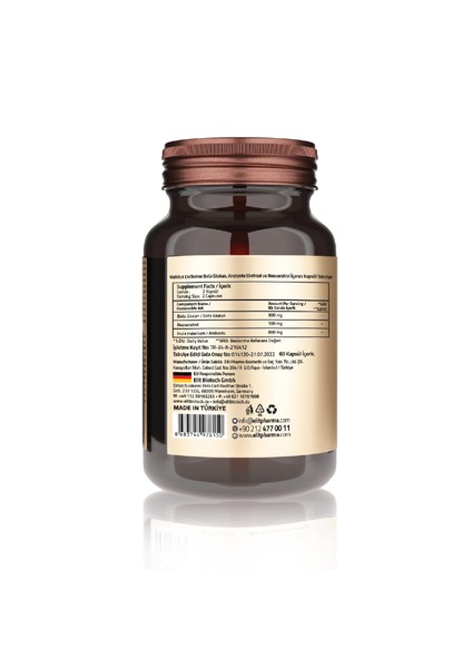 Beta Glucan 500 Mg + Inula Helenium + Resveratrol 60 Capsules fiyatları