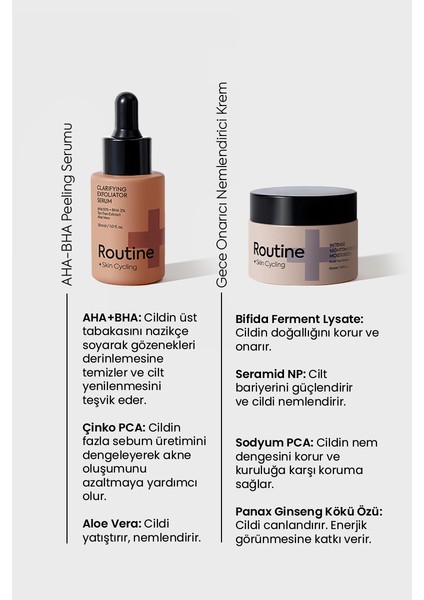 Cilt Tonu Dengeleyici ve Yeniden Yapılandırma Gece Bakım Seti | Exfoliation Night Routine