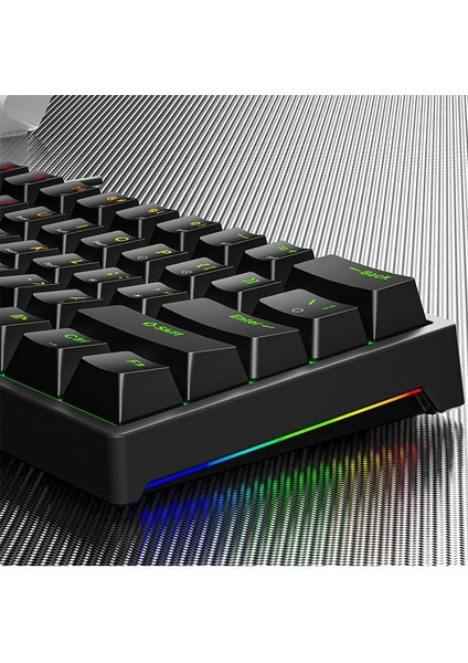 Leaven K620 Blue Switch Mekanik Gaming Oyun Klavyesi Rgb 61 Key Mavi Tuş Type-C Klavye Siyah