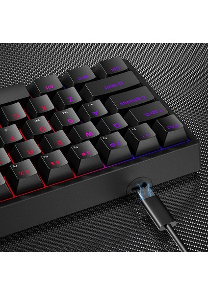 Leaven K620 Blue Switch Mekanik Gaming Oyun Klavyesi Rgb 61 Key Mavi Tuş Type-C Klavye Siyah