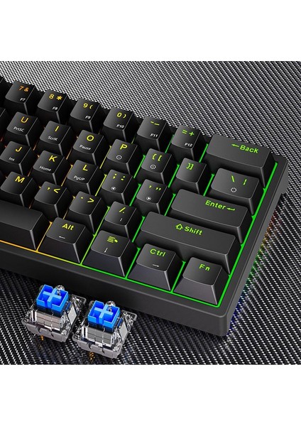 Leaven K620 Blue Switch Mekanik Gaming Oyun Klavyesi Rgb 61 Key Mavi Tuş Type-C Klavye Siyah