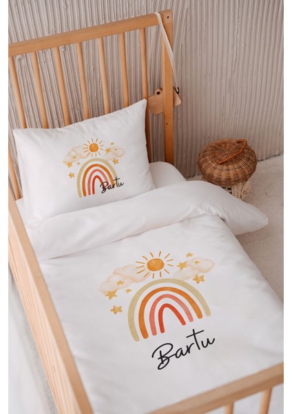 %100 Pamuk Saten Isme Özel 100X150 Bebek Yatak Nevresim Seti