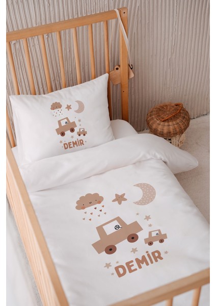 %100 Pamuk Saten Isme Özel 100X150 Bebek Yatak Nevresim Seti
