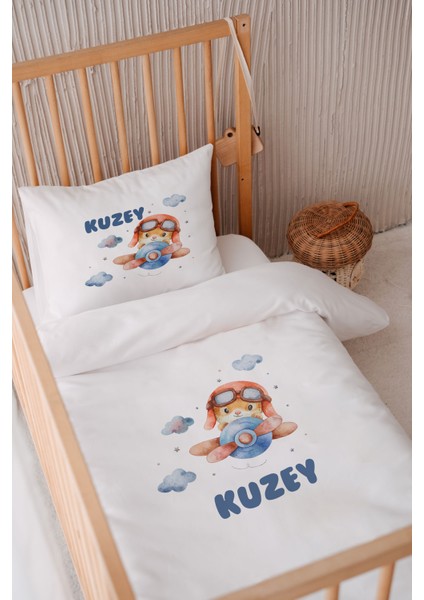 %100 Pamuk Saten Isme Özel 100X150 Bebek Yatak Nevresim Seti