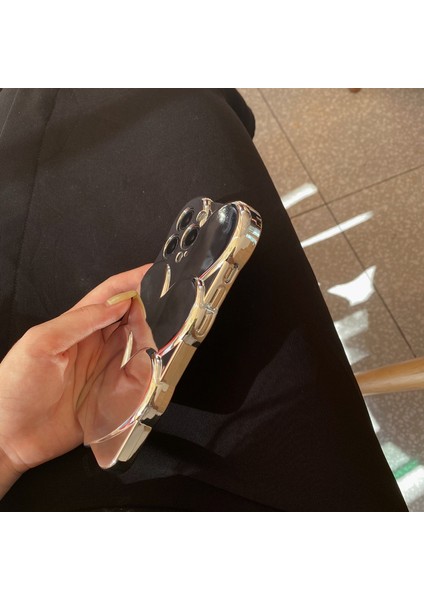 iPhone 15 Pro Max Apple Telefon Kılıfı Için Metalik Gümüş Kalp (Yurt Dışından) modelleri