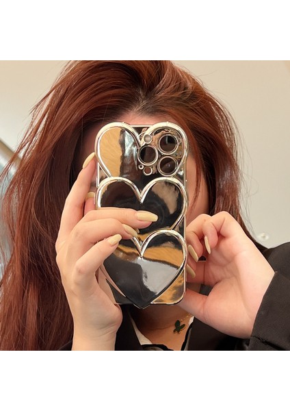 iPhone 15 Pro Max Apple Telefon Kılıfı Için Metalik Gümüş Kalp (Yurt Dışından) indirimleri