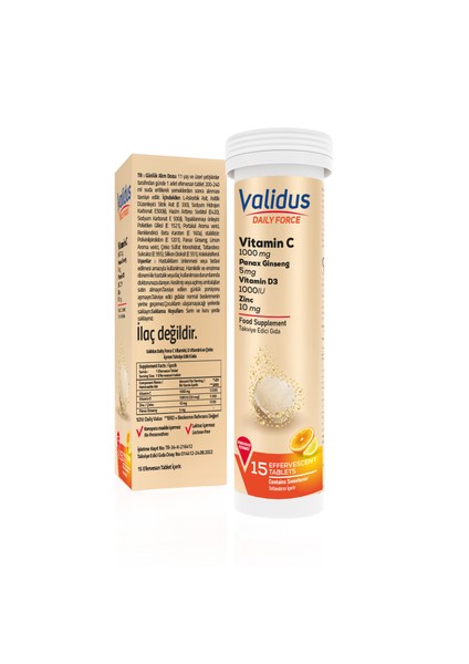 Daily Force Vitamin C + Panax Ginseng + Zinc + Vitamin D3 15 Effervescent Tablets fiyatları