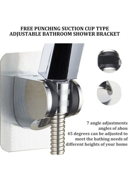 Ücretsiz Delme Vantuz Tipi Ayarlanabilir Banyo Duş Başlığı Braketi-Gümüş (Yurt Dışından) modelleri