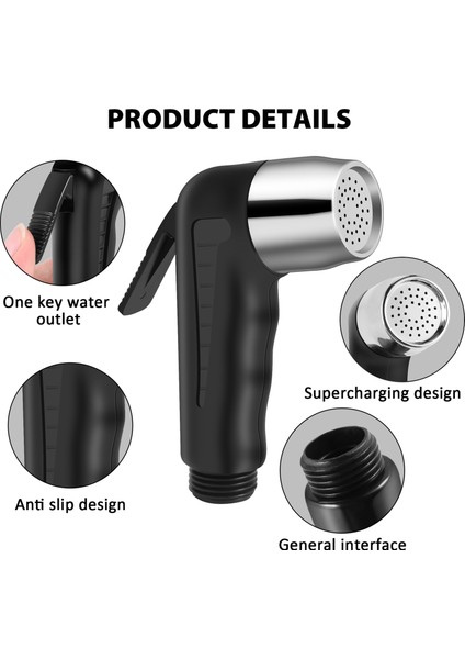 Banyo Duş Başlığı-1 x Bide Püskürtücü-Siyah ve Gümüş (Yurt Dışından) fiyatları