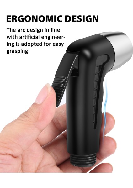 Banyo Duş Başlığı-1 x Bide Püskürtücü-Siyah ve Gümüş (Yurt Dışından) modelleri