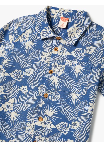 Gömlek Kısa Kollu Pamuklu Tropik Baskılı modelleri