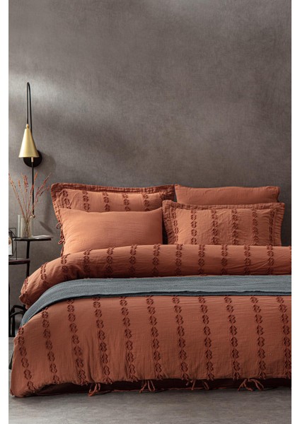 Sima Terra Organik Pamuk Müslin Brodeli Çift Kişilik Nevresim Takımı