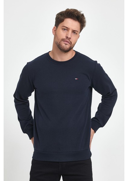 Erkek Siyah-Lacivert-Antrasit Bisiklet Yaka Nakış Detaylı Regular Fit 3'lü Sweatshirt