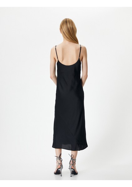 Saten Abiye Elbise Maksi Boy Dökümlü Yaka Ince Askılı fırsatları