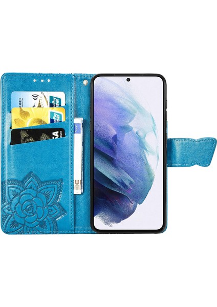 Samsung Galaxy S21 Kelebek Kanatları Narin Çiçekler Flip Darbeye Dayanıklı Deri Telefon Kılıfı ile Uyumlu (Yurt Dışından) fırsatları